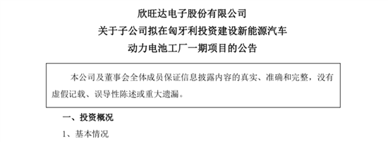 欣旺達布局歐洲市場 以自有資金投資匈牙利動力電池工廠的戰(zhàn)略考量